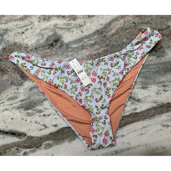 J Crew Bikini Bottom Womens XL Blue Floral Cloud Meadow Curved Waist Cheeky - Picture 3 of 9